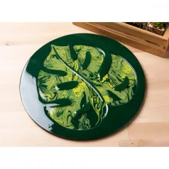   Gyanta kiöntő fa alap , Wood Plaque Leaf / Mod Podge Resin Pouring (1 db)