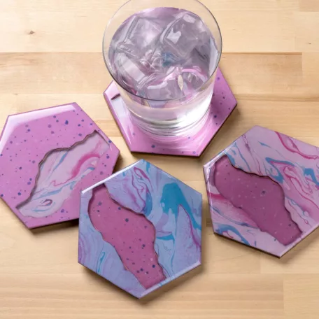 Gyanta kiöntő fa alap , Hex river / Mod Podge Resin Pouring (5 db)