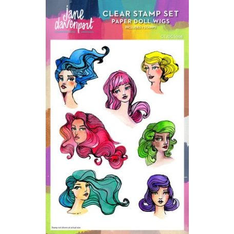 Szilikonbélyegző 6"x8", Doll Wigs / Jane Davenport Clear Stamps (1 csomag)