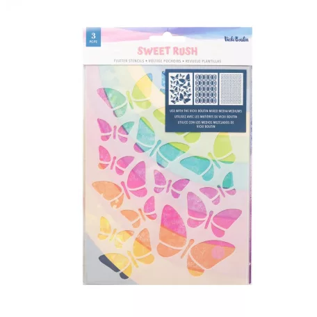 Stencil 6"x8", Flutter Stencil / AC - Vicki Boutin - Sweet Rush (3 db)