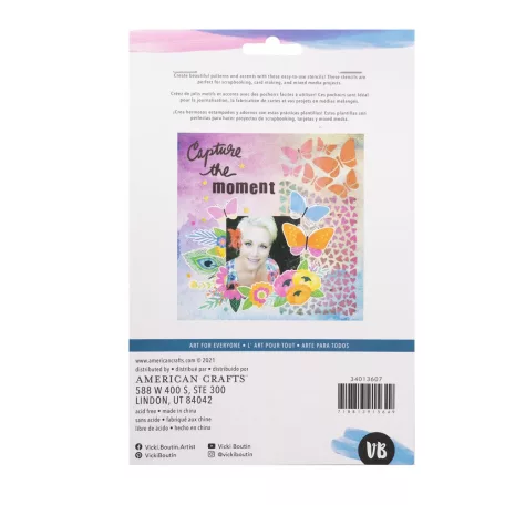 Stencil 6"x8", Flutter Stencil / AC - Vicki Boutin - Sweet Rush (3 db)