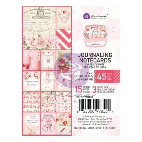 Komment kártya  3x4Inch, Strawberry Milkshake / Prima Marketing Journaling Cards (45 lap)