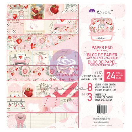 Papírkészlet 12" (30 cm), Strawberry Milkshake / Prima Marketing Paper Pad (24 lap)