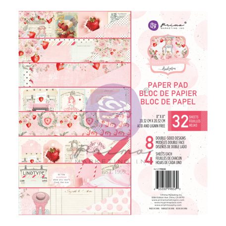 Papírkészlet 8" (20 cm), Strawberry Milkshake / Prima Marketing Paper Pad (32 lap)