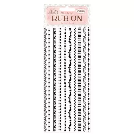 Stamperia Kaparós matrica - Border Black Create Happiness Rub-On (1 ív)