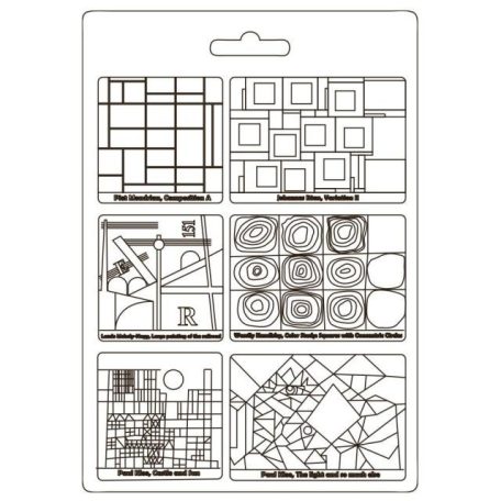 Textúra alap A4, Bauhaus Squares/ Stamperia Soft Mould (1 db)