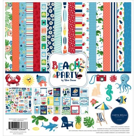 Papírkészlet 12" (30 cm), Beach Party / Carta Bella Collection Kit (1 csomag)