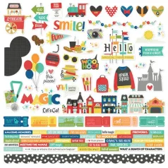   Matrica 12" (30 cm), Cardstock Stickers / Simple Stories Say Cheese At The Park (1 ív)
