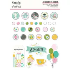   Díszítőelem , Decorative Brads / Simple Stories Say Cheese Fantasy At The Park (1 csomag)