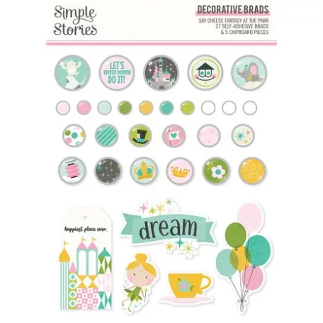 Díszítőelem , Decorative Brads / Simple Stories Say Cheese Fantasy At The Park (1 csomag)