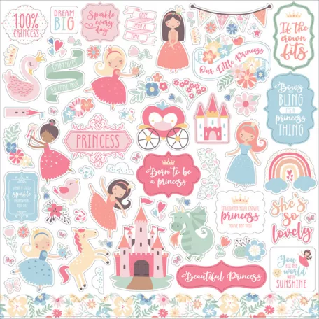 Matrica 12" (30 cm), Our Little Princess Elements/ Echo Park Cardstock Stickers (1 csomag)