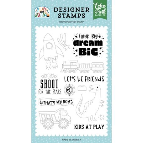 Szilikonbélyegző , Play All Day Boy Think Big, Dream Big/ Echo Park Stencil Clear Stamps (1 db)