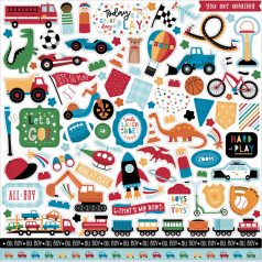   Matrica 12" (30 cm), Play All Day Boy Elements/ Echo Park Cardstock Stickers (1 csomag)