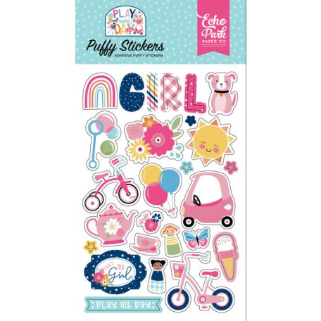Pufi matrica, Play All Day Girl / Echo Park Puffy Stickers (1 ív)