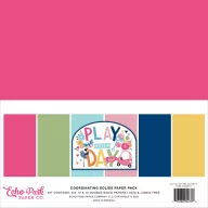   Papírkészlet 12" (30 cm), Play All Day Girl Kétoldalas/ Echo Park Coordinating Solids Paper Pack (6 lap)