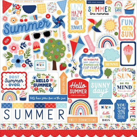 Matrica 12" (30 cm), My Favorite Summer Elements/ Echo Park Cardstock Stickers (1 csomag)