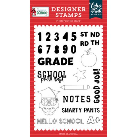 Szilikonbélyegző , First Day Of School Grade School/ Echo Park Stencil Clear Stamps (1 db)
