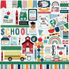   Matrica 12" (30 cm), First Day Of School Elements/ Echo Park Cardstock Stickers (1 csomag)