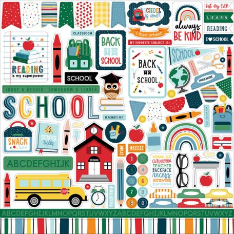Matrica 12" (30 cm), First Day Of School Elements/ Echo Park Cardstock Stickers (1 csomag)