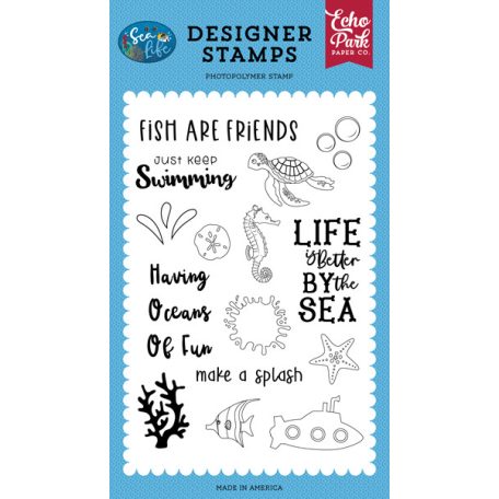 Szilikonbélyegző , Sea Life Oceans Of Fun/ Echo Park Stencil Clear Stamps (1 db)