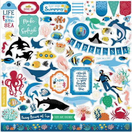 Matrica 12" (30 cm), Sea Life Elements/ Echo Park Cardstock Stickers (1 csomag)