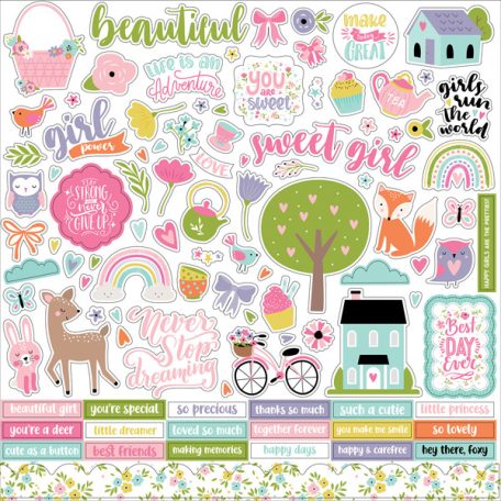 Matrica 12" (30 cm), All About A Girl Elements/ Echo Park Cardstock Stickers (1 csomag)