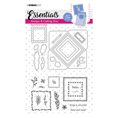 Vágósablon, bélyegzővel , Square floral envelope Essentials nr.16 / SL Cutting Die (1 csomag)