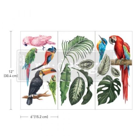Re-Design with Prima Transzfer fólia 6"x12" (15x30cm) - Tropical Birds - Decor Transfers (1 csomag)