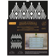  Dekor Stencil 17"x22.8", Kacha Sun Lit Diamonds / Re-Design with Prima Decor Stencils (1 db)