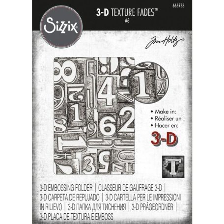 Domborító mappa , Numbered Tim Holtz/ Sizzix 3-D Textured Impressions Embossing Folder (1 csomag)
