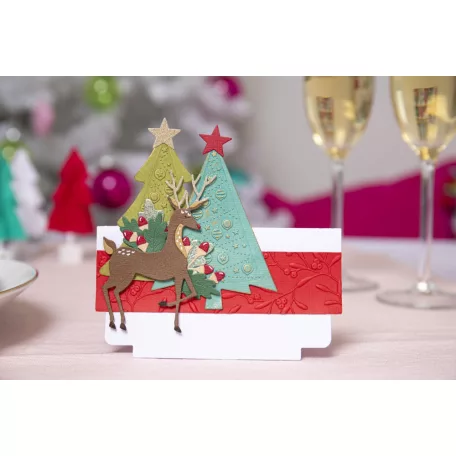 Vágósablon, domborító mappával , Festive Trees / Sizzix Switchlits Embossing Folder (1 db)