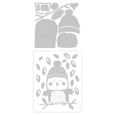   Vágósablon, domborító mappával , Cozy Owl Tim Holtz/ Sizzix Thinlits Die Set and Textured Impressions Embossing Folder (1 csomag)