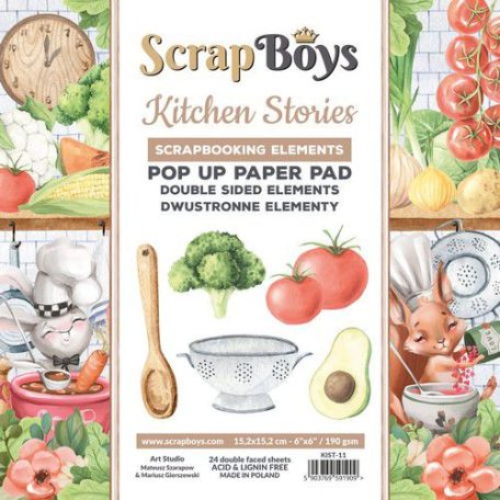 Kivágóív készlet 6" (15 cm), Kitchen Stories / ScrapBoys POP UP Paper Pad (24 lap)