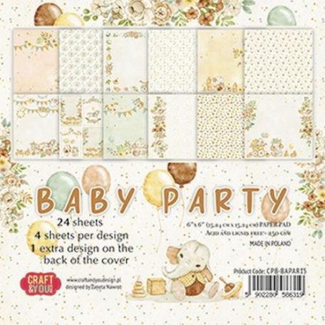 Papírkészlet 6" (15 cm), Baby Party / Craft&You Paper Set (24 lap)
