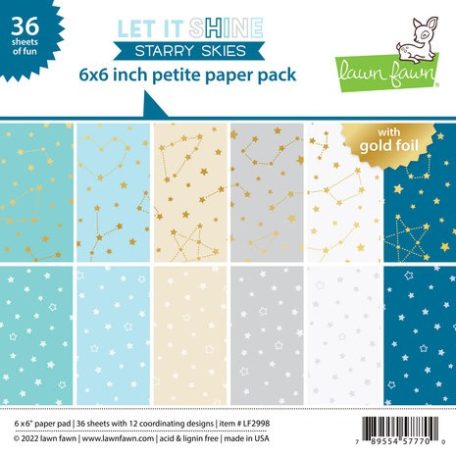 Papírkészlet 6" (15 cm), Let It Shine Gold Foil/ Lawn Fawn Single-Sided Petite Paper Pack (36 lap)