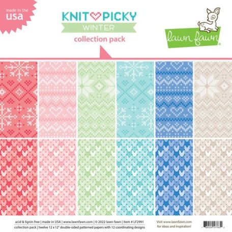 Papírkészlet 12" (30 cm), Knit Picky Winter / Lawn Fawn Petite Paper Pack (1 csomag)