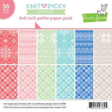 Papírkészlet 6" (15 cm), Knit Picky Winter / Lawn Fawn Petite Paper Pack (36 lap)