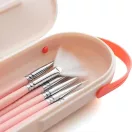 HIMI ecsetkészlet, szintetikus, vegyes - 8 db, műanyag dobozban, pink