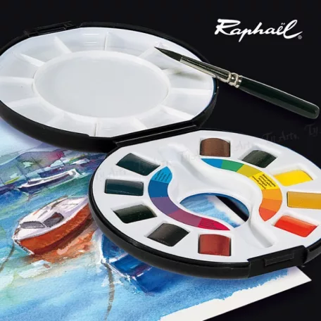Raphaël Campus akvarell festék készlet, 10 half- pans/ Watercolour  Travel Box (1 csomag)