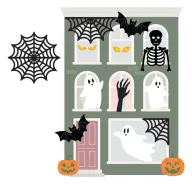   Spellbinders vágósablon – Halloween kísértetházdíszek –Halloween City Holiday Etched Dies Decorations (S4-1569)