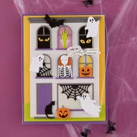   Spellbinders vágósablon – Halloween kísértetházdíszek –Halloween City Holiday Etched Dies Decorations (S4-1569)