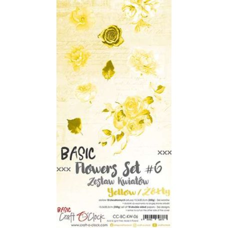 Kivágóív , Basic Flowers Set 6, Yellow Extras to cut mirror print/ Craft O'Clock Mixed Media (1 csomag)