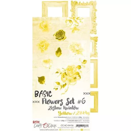 Kivágóív , Basic Flowers Set 6, Yellow Extras to cut mirror print/ Craft O'Clock Mixed Media (1 csomag)
