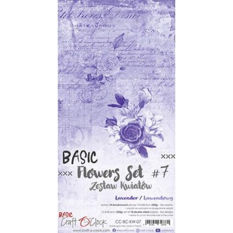 Kivágóív , Basic Flowers Set 7, Lavender Extras to cut mirror print/ Craft O'Clock Mixed Media (1 csomag)
