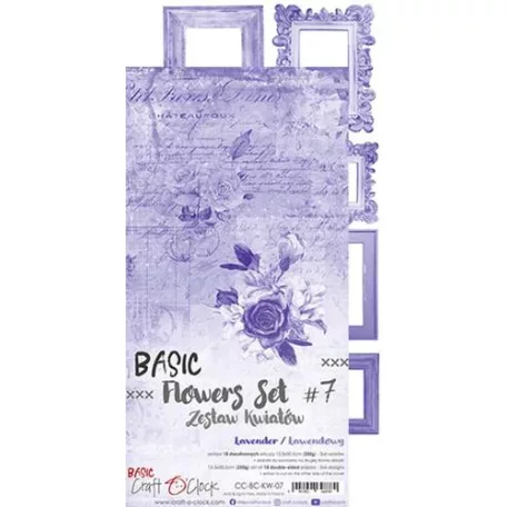 Kivágóív , Basic Flowers Set 7, Lavender Extras to cut mirror print/ Craft O'Clock Mixed Media (1 csomag)