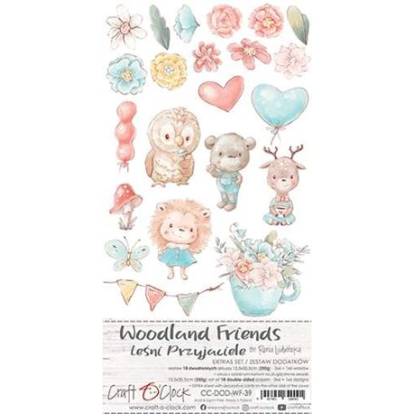 Kivágóív , Woodland Friends Extras to cut mirror print/ Craft O'Clock Mixed Media (1 csomag)