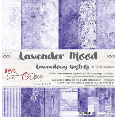 Papírkészlet 12" (30 cm), Lavender Mood / Craft O'Clock Mixed Media (1 csomag)