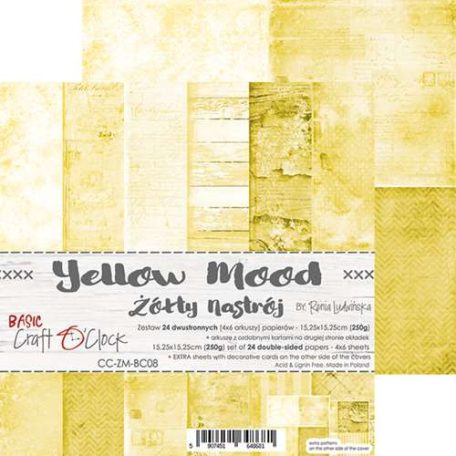 Papírkészlet 6" (15 cm), Yellow Mood / Craft O'Clock Mixed Media (1 csomag)