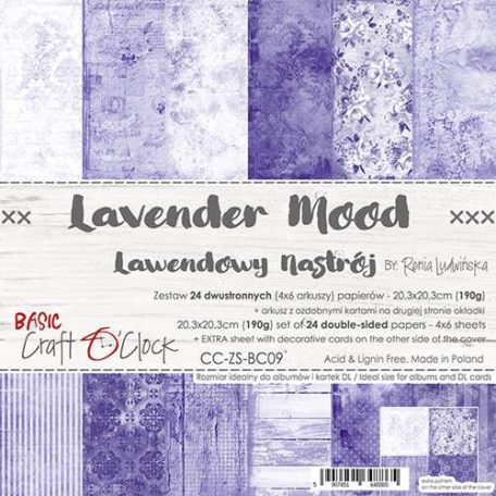 Papírkészlet 8" (20 cm), Lavender Mood / Craft O'Clock Mixed Media (1 csomag)