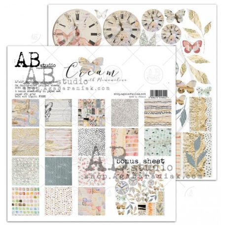 Papírkészlet 12" (30 cm), Kollekció Cream/ AB Studio scrapbooking paper (8 lap)